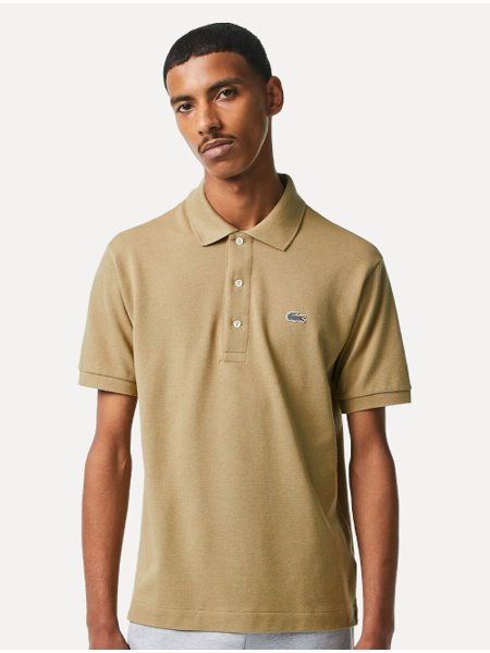 Polo Lacoste Masculina Piquet Slim Fit Stretch Cáqui