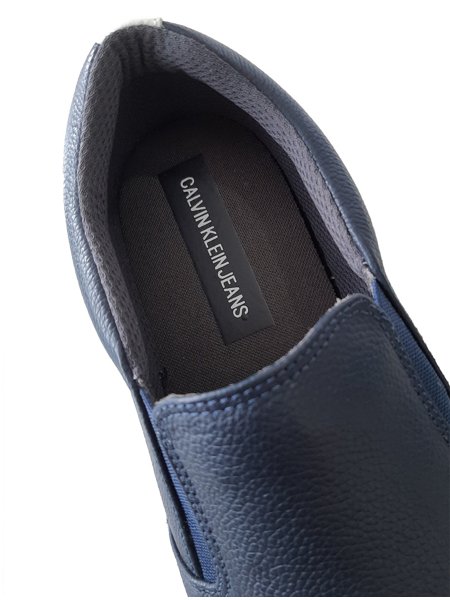 Tênis Calvin Klein Jeans Masculino Couro Slip On Iate Azul Marinho | Secret  Outlet