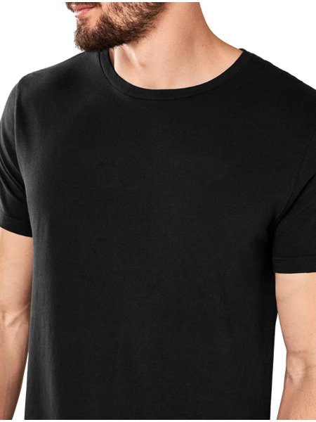 Camiseta Replay Masculina Basic Crewneck Logo Preta