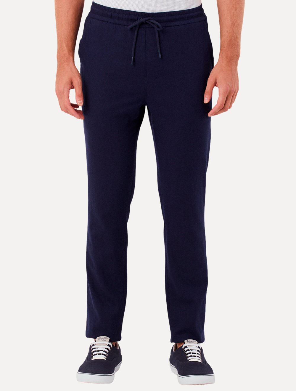 Calça Original Penguin Masculina Relax Sport Linho Lisa Azul