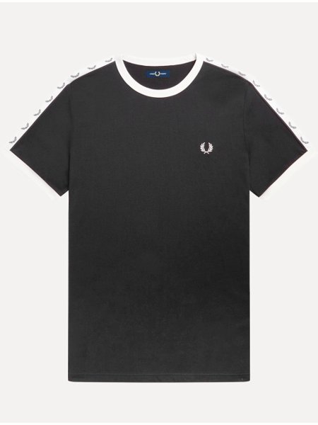 Camiseta Fred Perry Masculina Regular Taped Ringer Preta