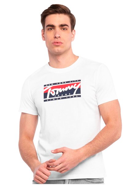 Camiseta Tommy Jeans Masculina Essential Script Tee Branca