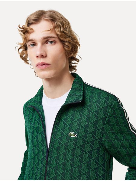 Moletom Lacoste Masculino Paris Monogram Zip-Up Verde Secret Outlet