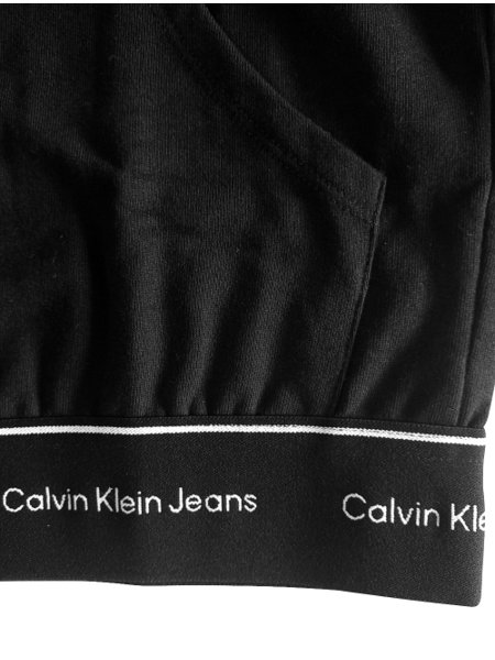 Moletom Calvin Klein Jeans Masculino Hoodie Full Zip Elástico Preto