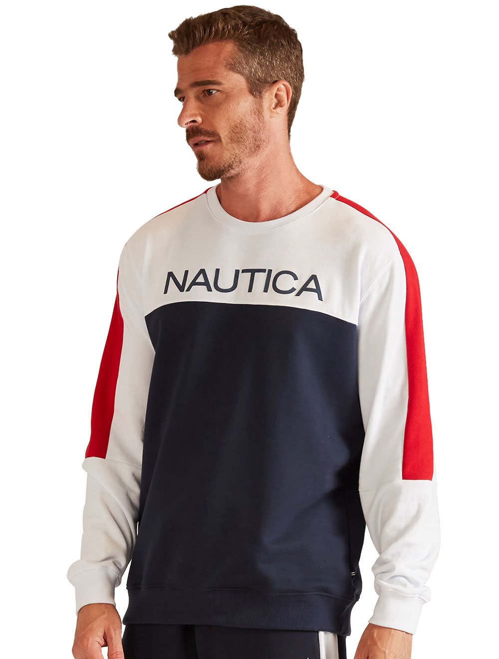 Blusa Nautica Masculina Malha Classic Logo Azul Marinho