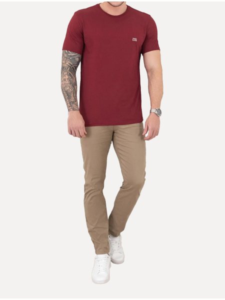 Camiseta King & Joe Masculina Slim Basic Light Small Logo Bordô