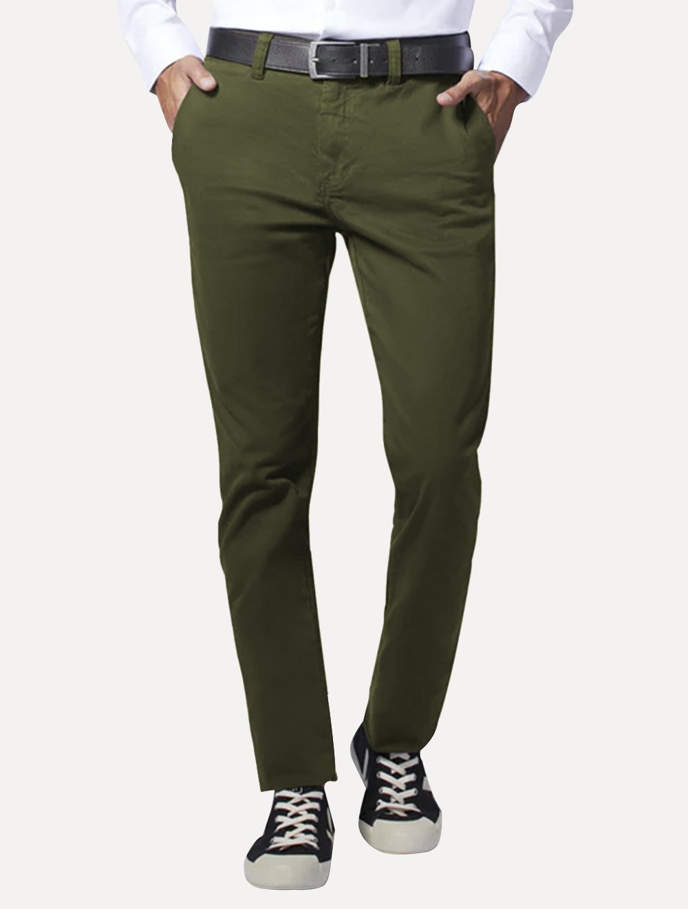 Calça Calvin Klein Jeans Masculina Slim Sarja Verde Militar