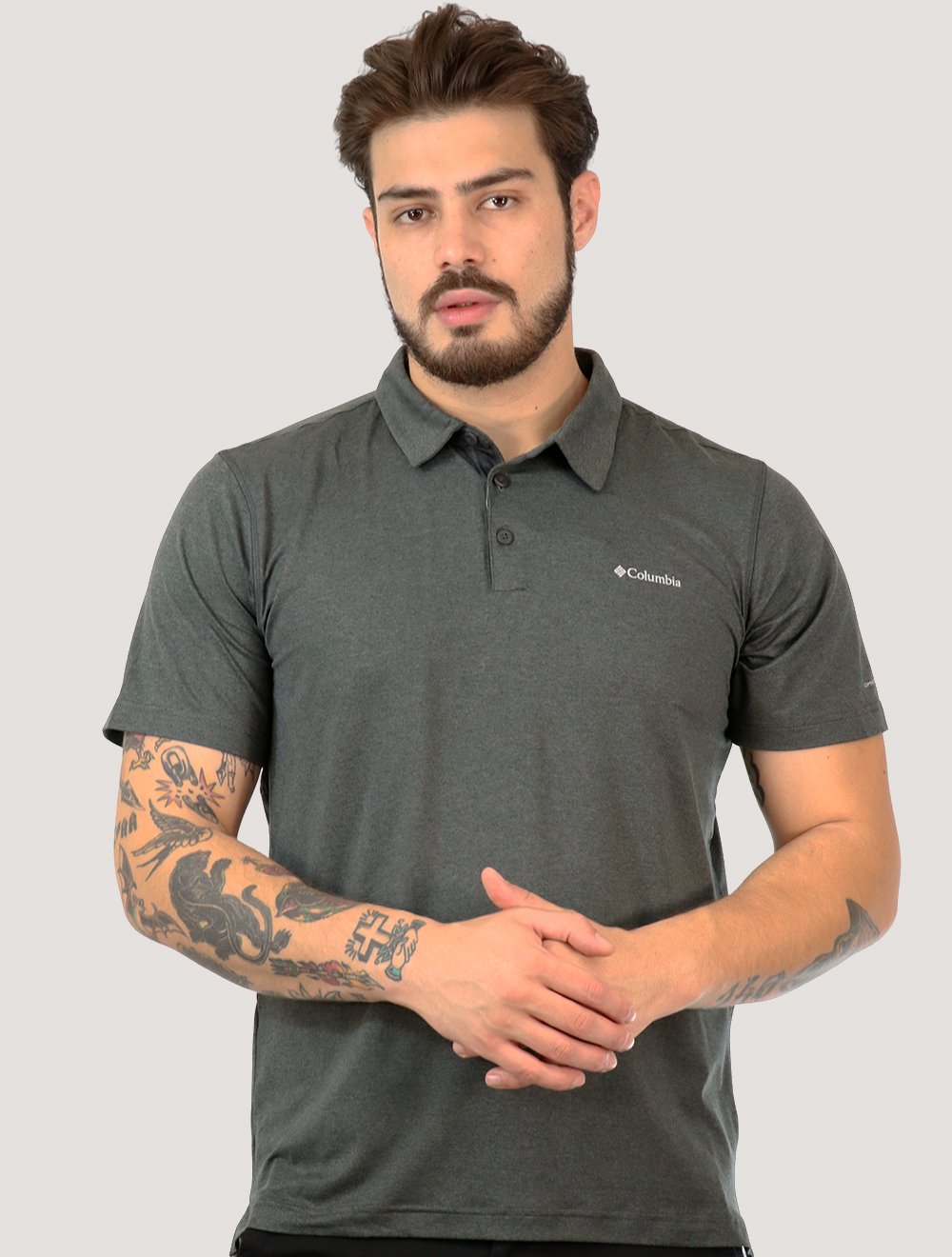 Polo Columbia Masculina Tech Trail Silver Cinza Mescla | Secret Outlet