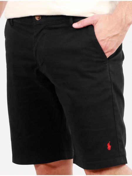 Bermuda Ralph Lauren Masculina Sarja Stretch Preta | Secret Outlet