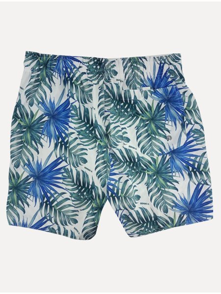 Short Sergio K Masculino Beachwear Folhagem Palm Branco