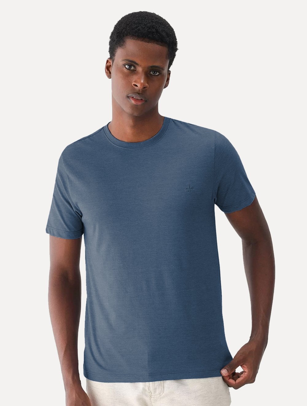 Camiseta Dudalina Masculina Basic Sobretinta Mono Icon Azul