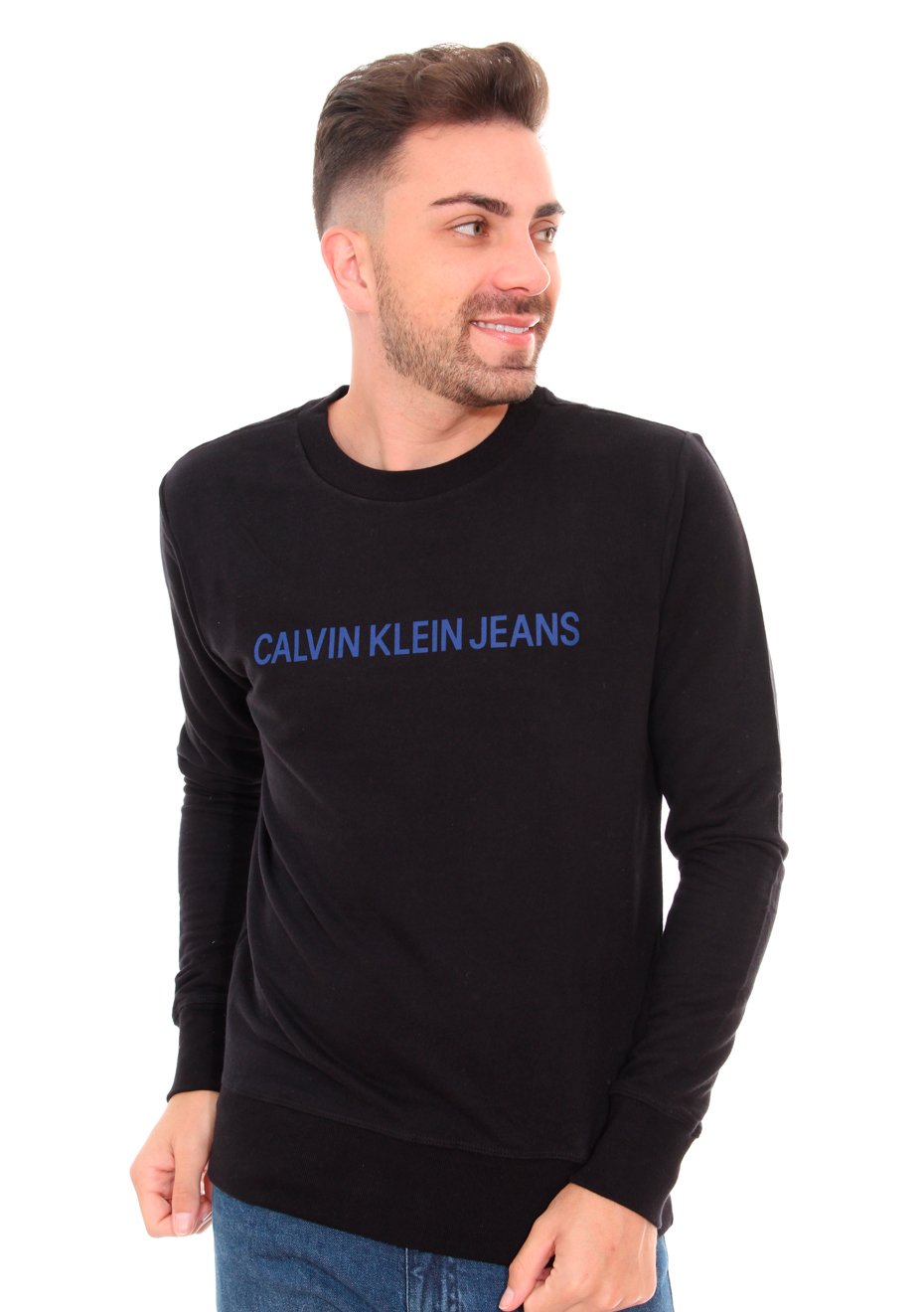 Moletom Calvin Klein Jeans Masculino Classic Front Blue Preto