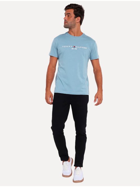 Camiseta Tommy Hilfiger Masculina Core Logo Tee Azul Claro
