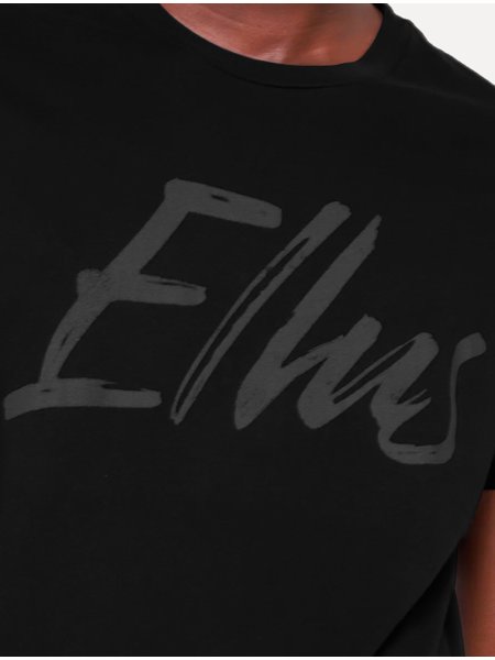 Camiseta Ellus Masculina Maxi Logo Classic Brush Preta