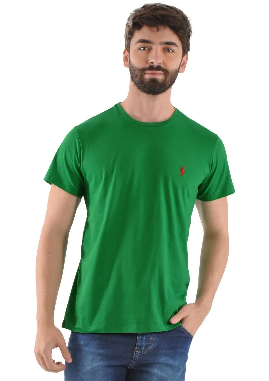 Camiseta Ralph Lauren Masculina Custom Fit Red Icon Verde
