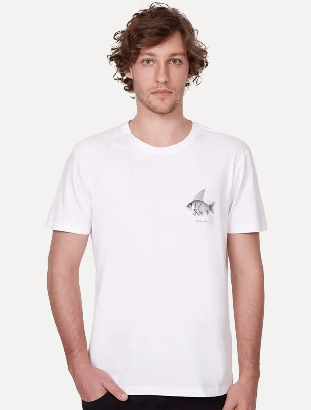 Camiseta John John Masculina Regular Fin Fish Off-White