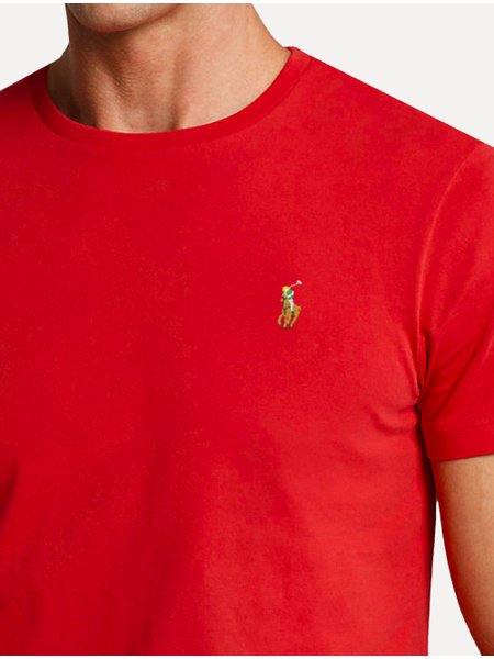 Camiseta Ralph Lauren Custom Slim Fit Coloured Icon Vermelha