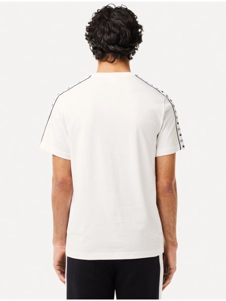Camiseta Lacoste Masculina Cotton Jersey Logo Stripe Branca