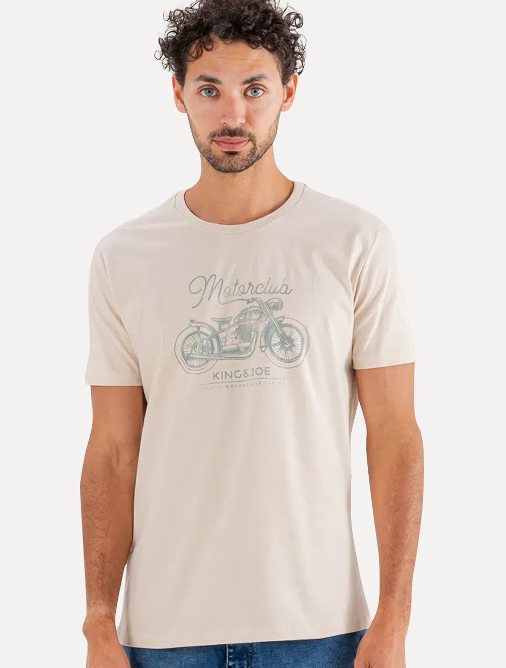 Camiseta King & Joe Masculina Slim Motorclub Areia