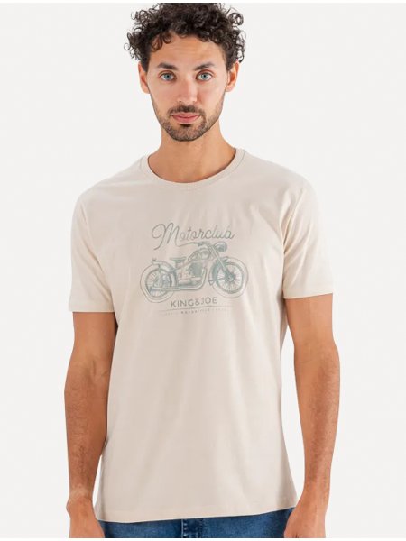 Camiseta King & Joe Masculina Slim Motorclub Areia
