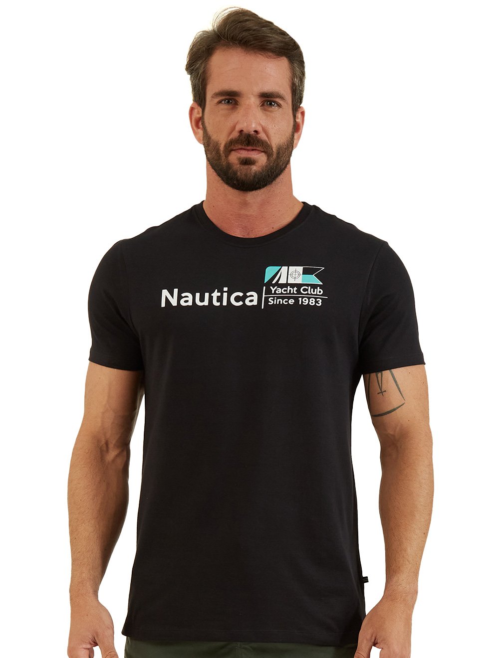 Camiseta Nautica Masculina Yacht Club Since 1983 Preta