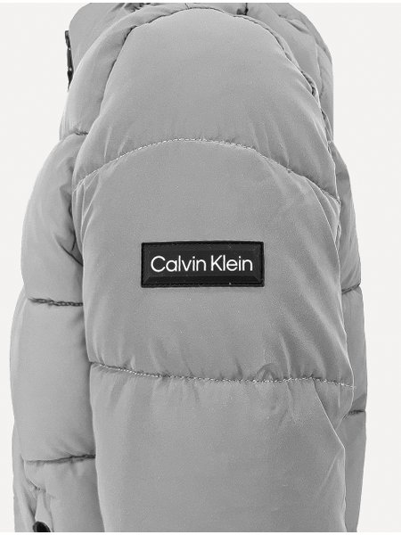Jaqueta Calvin Klein Masculina Hoodie Matelassê Refletiva Arm Logo Cinza