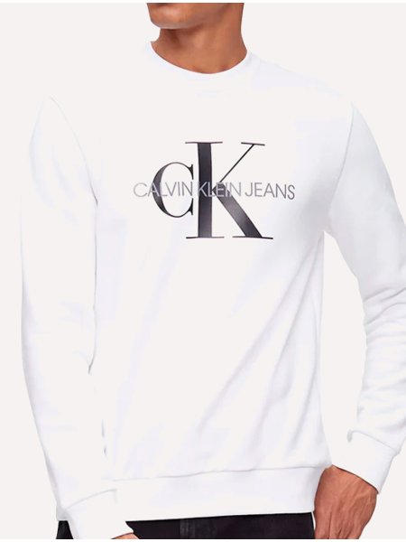 Moletom Calvin Klein Jeans Masculino Crewneck Issue Monograma Branco