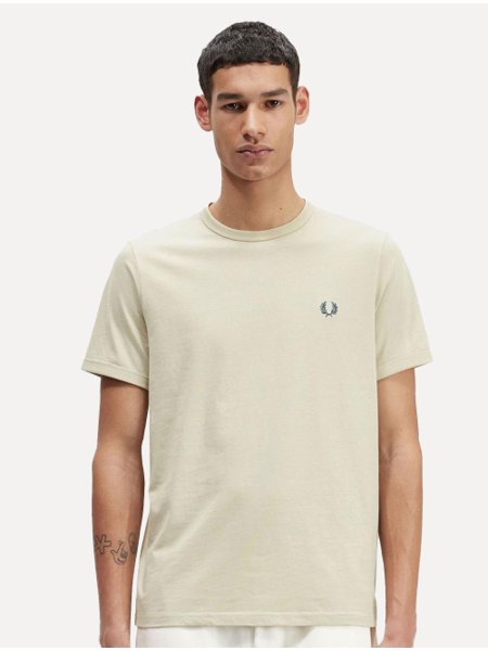 Camiseta Fred Perry Masculina Regular Ringer Logo Off-White