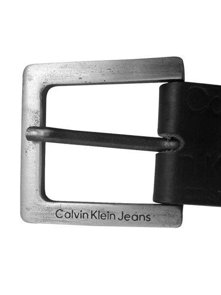 Cinto Calvin Klein Jeans Masculino Couro Queima Full Logo Preto