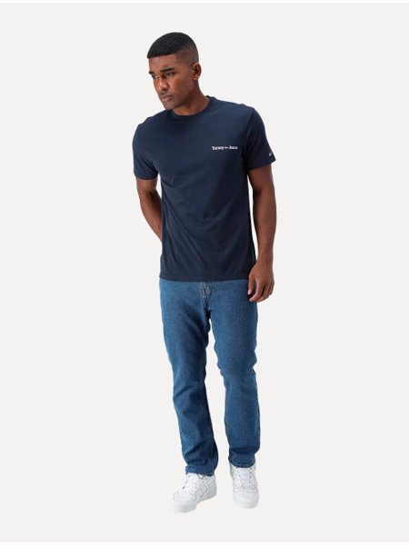 Camiseta Tommy Jeans Masculina Classic Linear Chest Azul Marinho