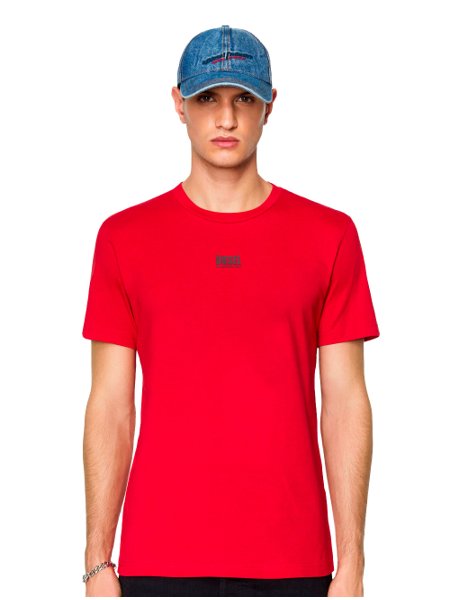 Camiseta Diesel Masculina T-Diegos Rubber Small Logo Vermelha