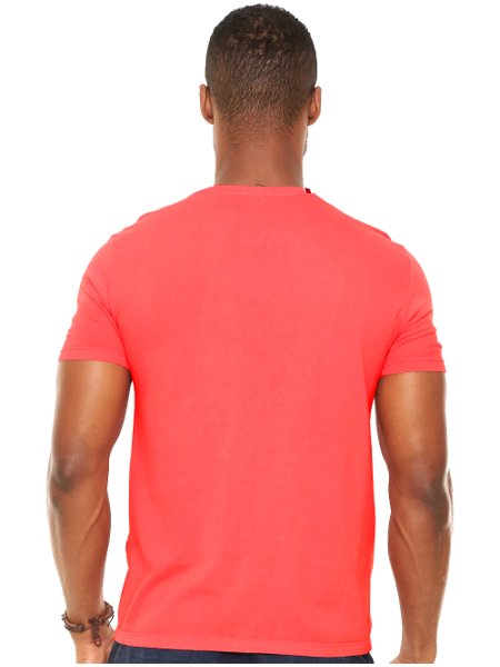 Camiseta Replay Masculina Frontal Stamp Logo Vermelho Coral