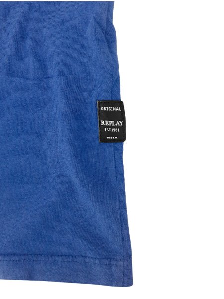 Camiseta Replay Masculina Frontal Stamp Logo Azul Royal