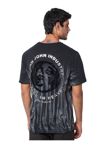 Camiseta John John Masculina Regular Block Old Preta 