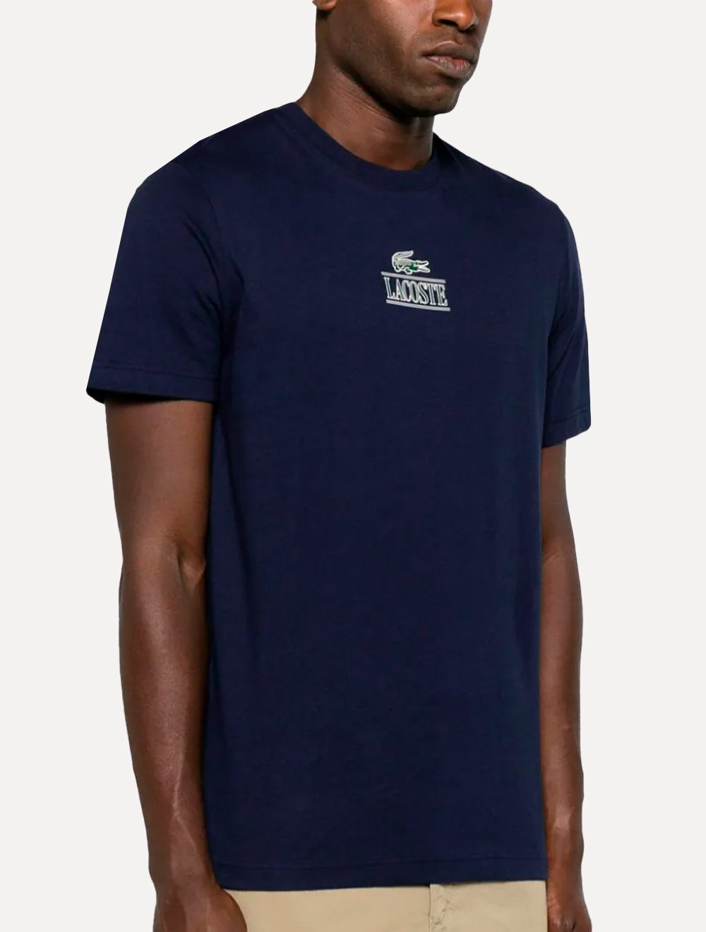 Camiseta Lacoste Masculina Regular Cotton Jersey Vintage Branded Azul Marinho