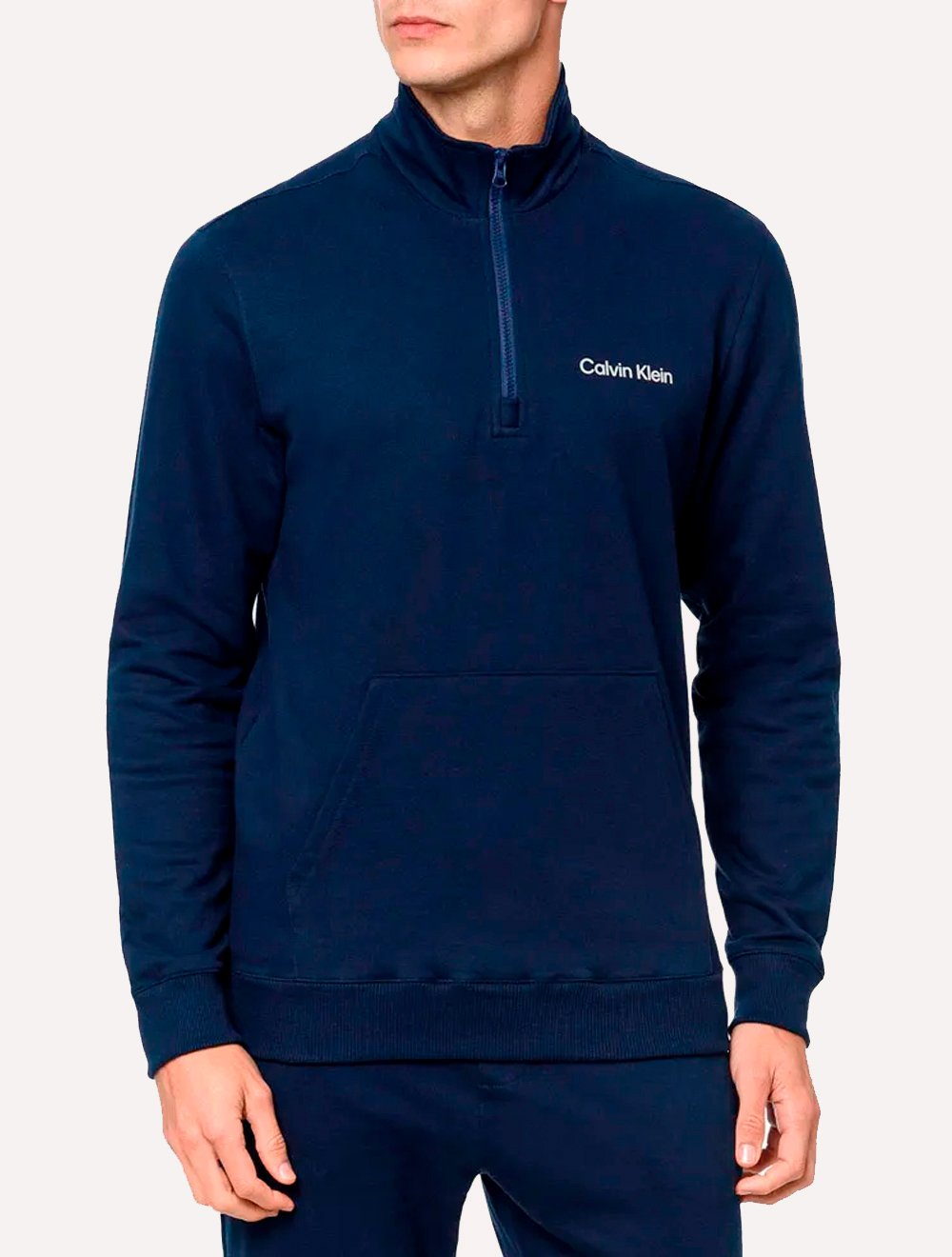 Moletom Calvin Klein Loungewear Masculino Half Zip Modern Logo Azul Marinho