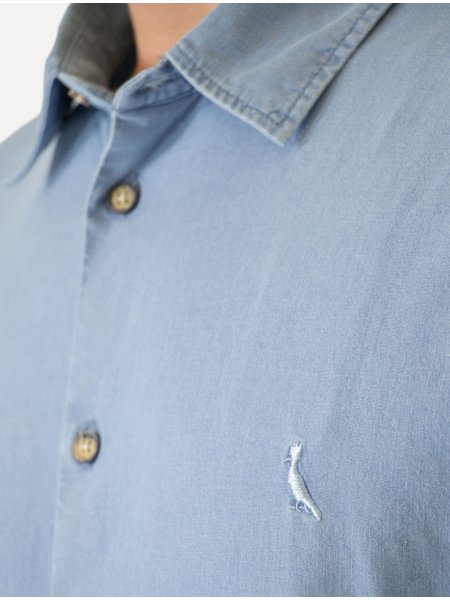 Camisa Reserva Masculina Casual Enxuto Azul Jeans Secret Outlet