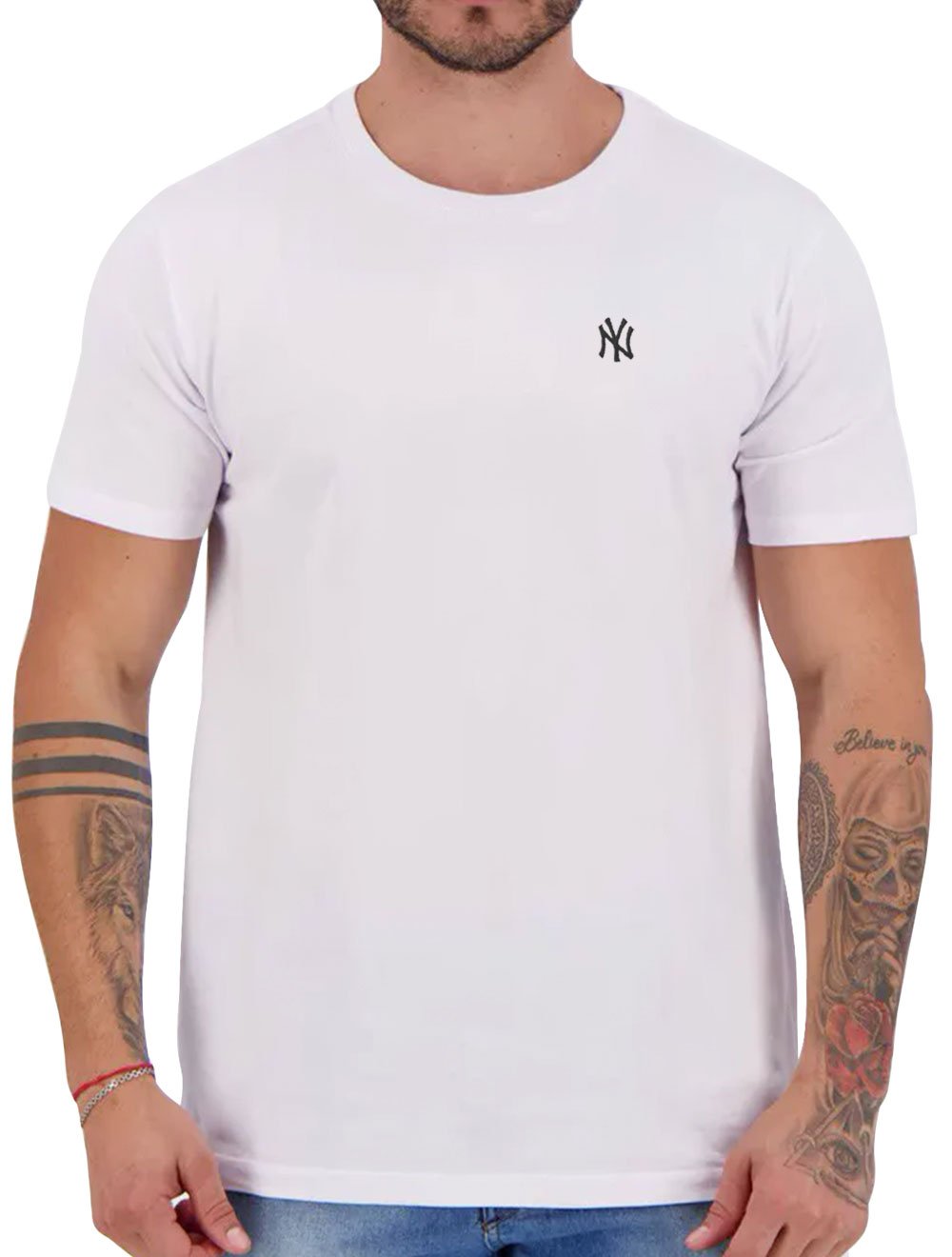 Camiseta New Era Masculina Logo New York Yankees Branca