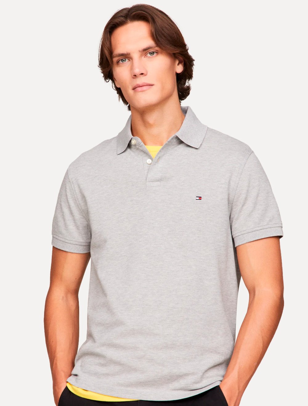 Tommy Hilfiger polo uomo misto cashmere grigio