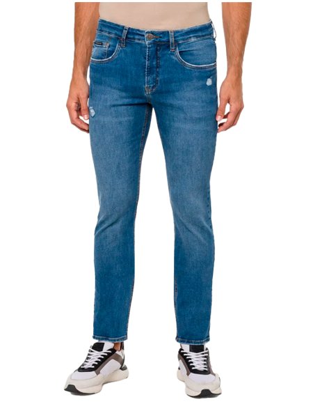 Calça Calvin Klein Jeans Masculina Skinny 5 Pockets Azul Médio