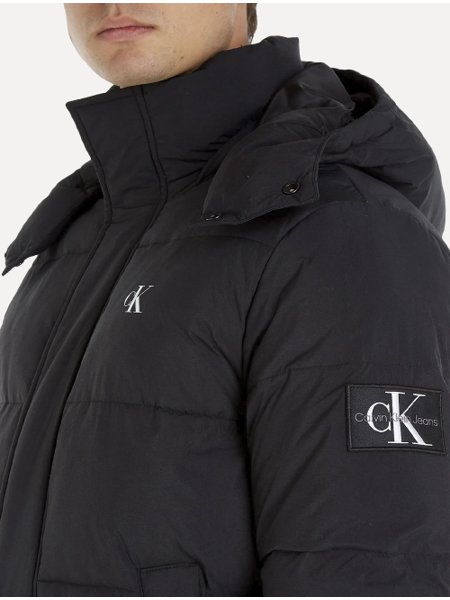 Jaqueta Calvin Klein Masculina Hoodie Matelassê Chest CK Logo Preta