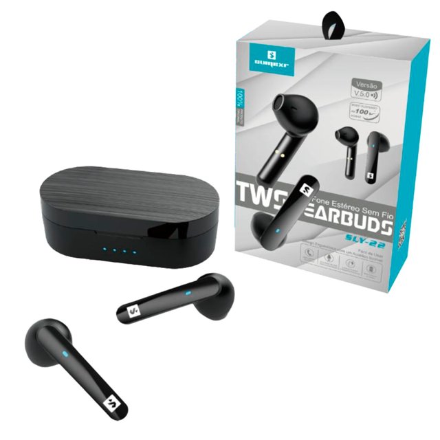 Fone de Ouvido Bluetooth Earbuds Preto Sumexr SLY-22 | MGA