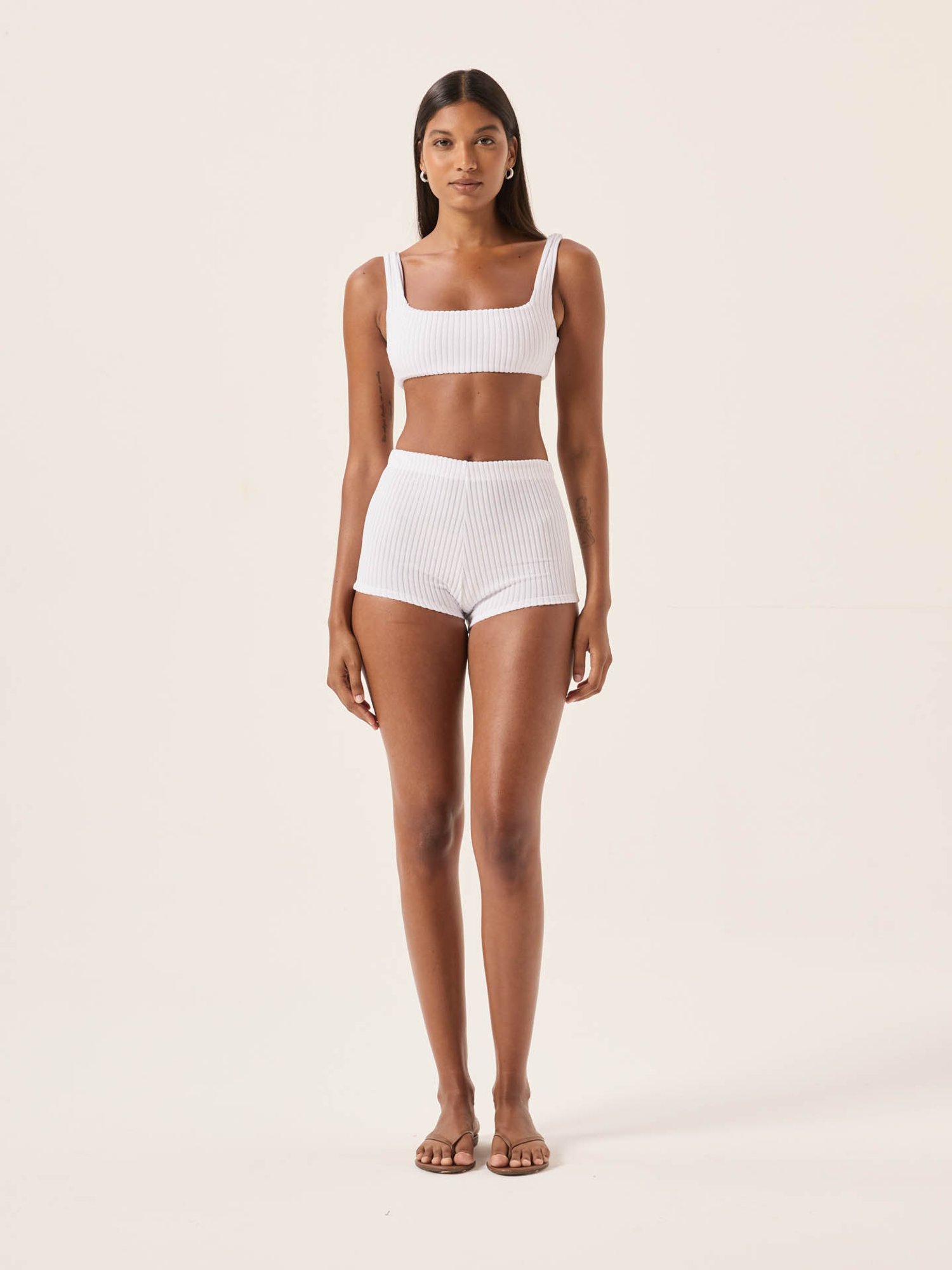 Embroidered Sequin Top + Embroidered Sequin Hot Pants - Off White main image 1