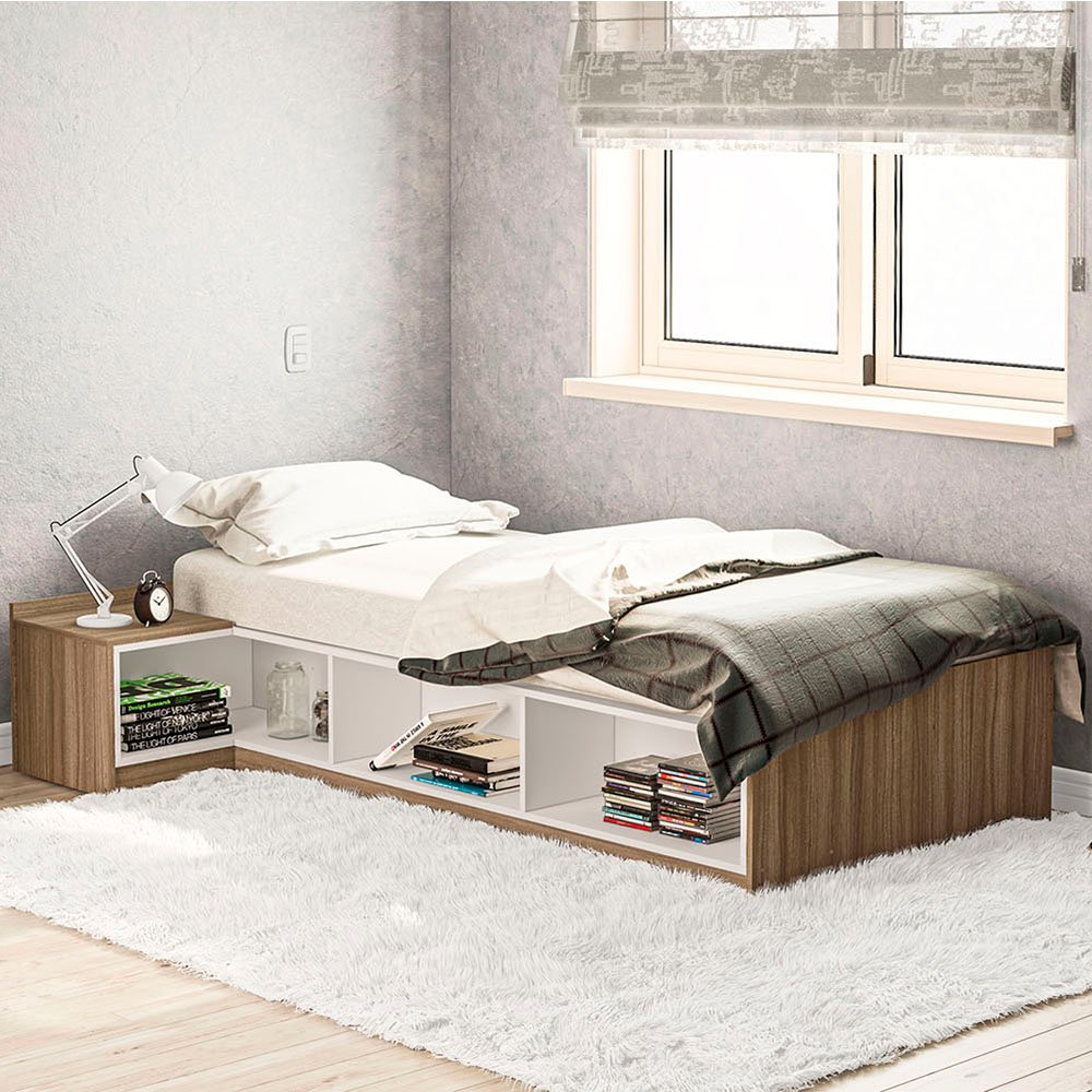 Nichos Castanho E Branco Politorno, Memomad Bali Storage Platform Bed With Drawers Twin Size Off White