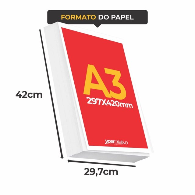 50 Folhas Couche Adesivo A3 Brilho Impressão Laser Yper Criativo 0720