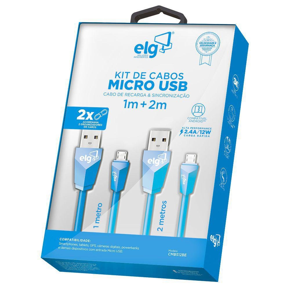 Cabo Elg Micro Usb Cmb512be 1m+2m Combo