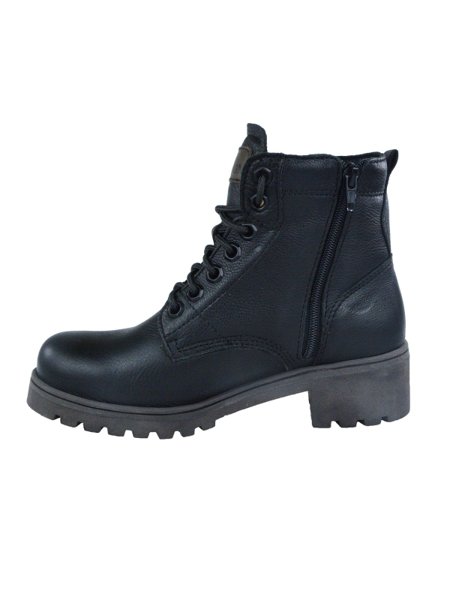 Bota Coturno Couro Beeton Feminina Cat Ranee 005 Solado de Borracha - ziper - cano médio