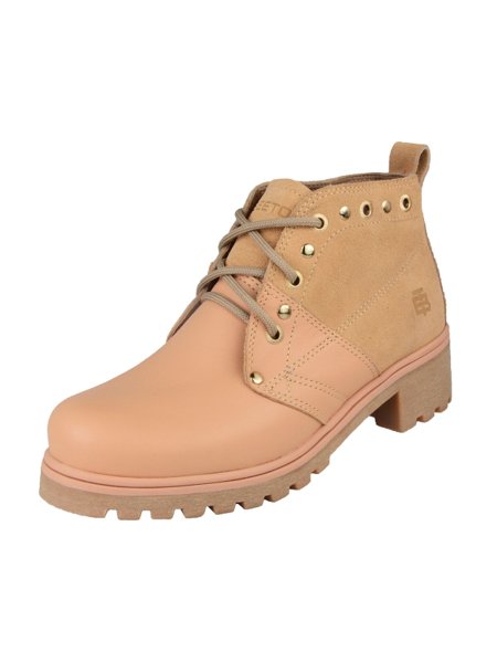 Bota Coturno Couro Beeton Feminina Cat Ranee 005 Solado de Borracha - ziper  - cano médio