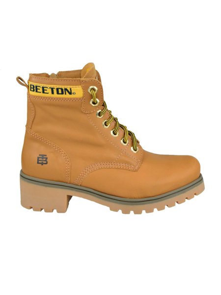 Bota Coturno Couro Beeton Feminina Cat Ranee 005 Solado de Borracha - ziper - cano médio