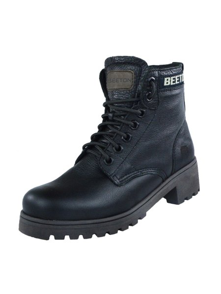 Bota Coturno Couro Beeton Feminina Cat Ranee 005 Solado de Borracha - ziper - cano médio